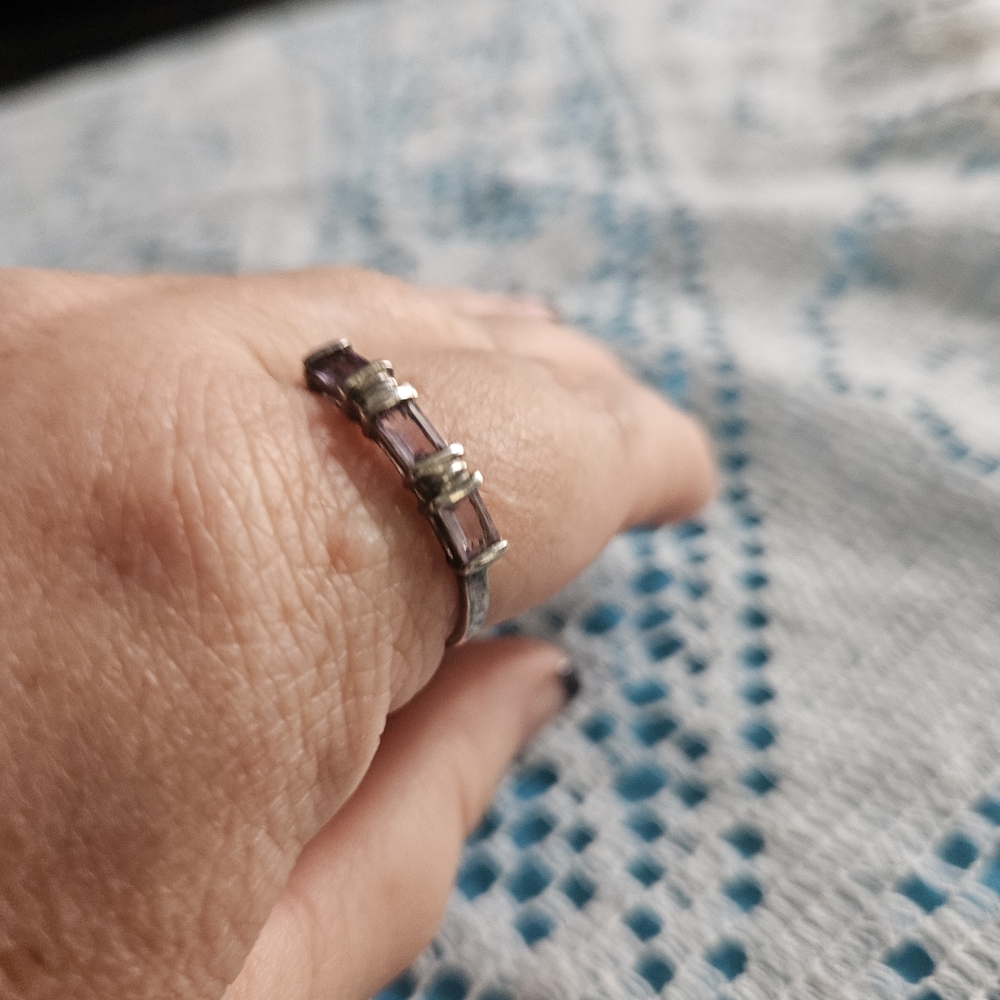 Bundle 5 Items For $25 - Sterling Silver Purple Baguette Stone Ring